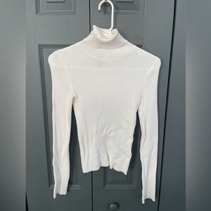 H&M White Ribbed Long Sleeve Turtleneck
